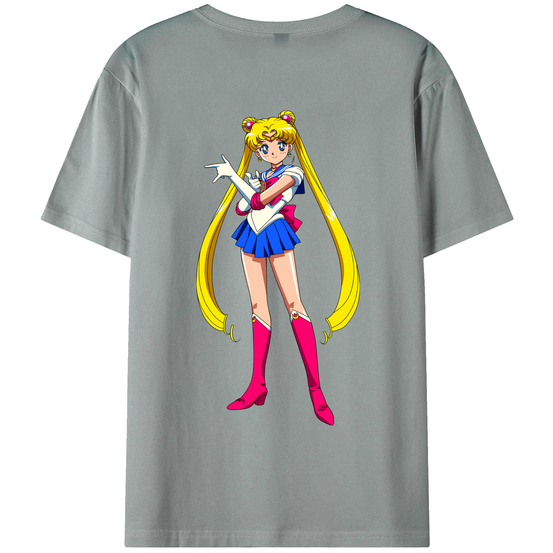 （画像用） 美少女戦士セーラームーン 月野 うさぎ つきの うさぎ Sailor Moon Tsukino Usagi 綿100％ メンズ半袖Tシャツ（バックプリント） 通気性